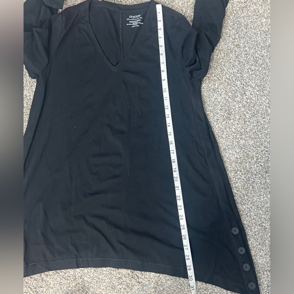 Chico's Black Tunic Long Sleeve Relaxed Fit v neck stretch size medium - Picture 4 of 8